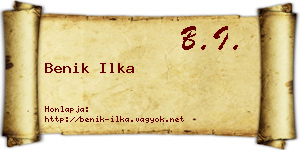 Benik Ilka névjegykártya